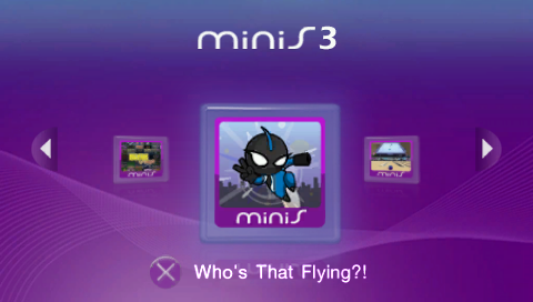 Mega Minis Volume 3 title screen for PSP